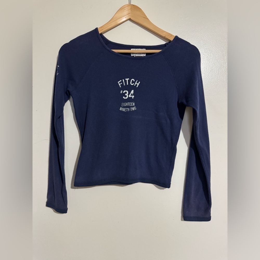 Vintage Abercrombie and Fitch Navy Long Sleeve Top tshirt Small FITCH # 34